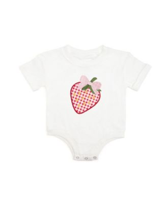 Girls' Strawberry Patchwork Short Sleeve Romper - Baby