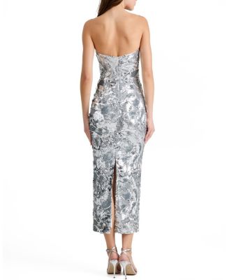  Leslie Sequin Strapless Gown