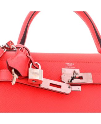 Kelly 28 Handbag Pink Epsom with Palladium Hardware