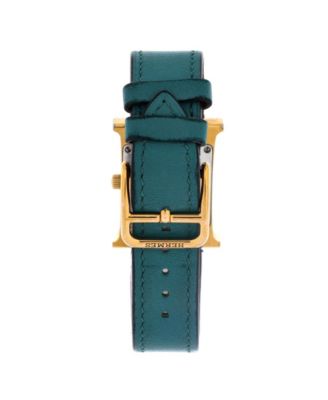 Heure H Quartz Watch in Plated Metal and Leather 21mm