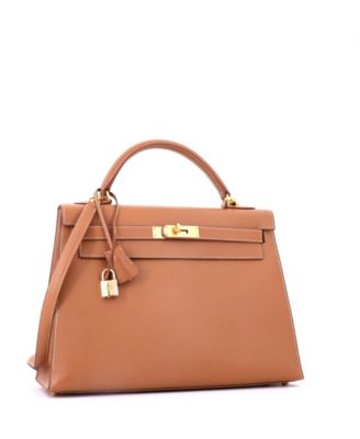 Kelly 32 Handbag Brown Courchevel with Gold Hardware