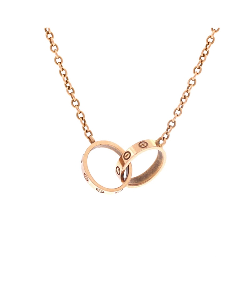 Pre-Owned Cartier Love Interlocking Necklace 18K Rose Gold, 17.75