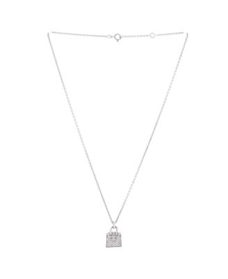 Birkin Amulette Pendant Necklace 18K White Gold and Diamonds, 15.5"