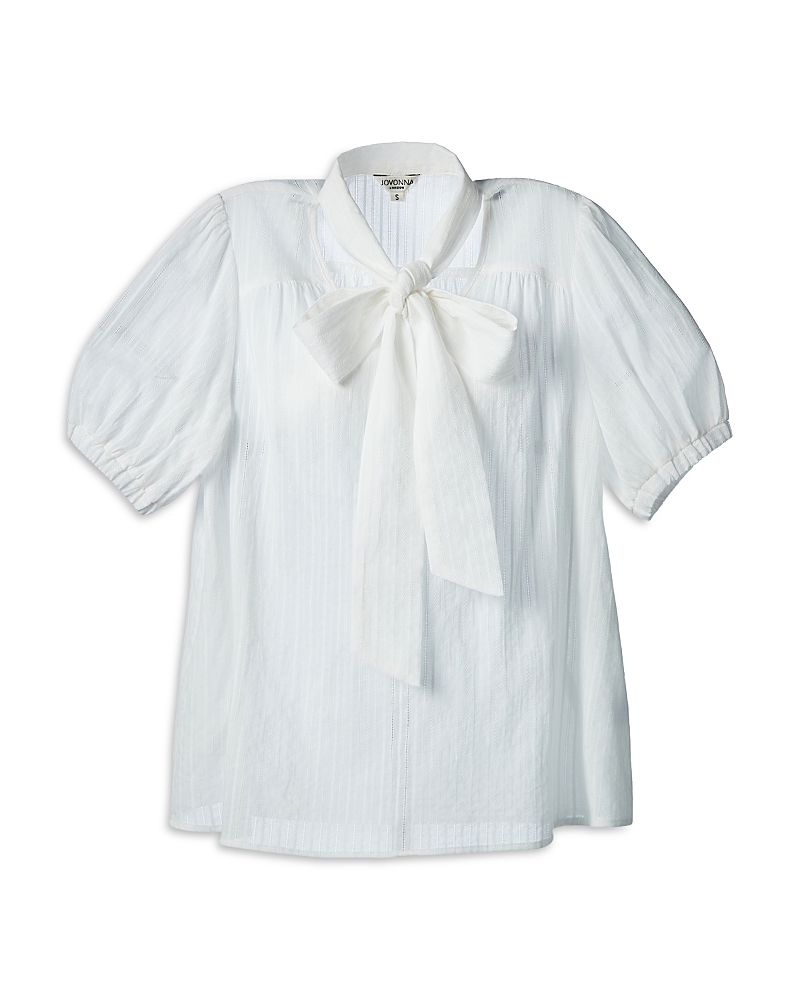 Jovonna London Short Sleeve Bow Neck Blouse