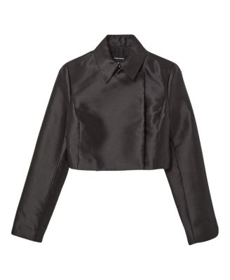 Satin Twill Cropped Wrap Tailored Jacket