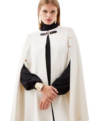 Popper Detail Knit Cape Coat