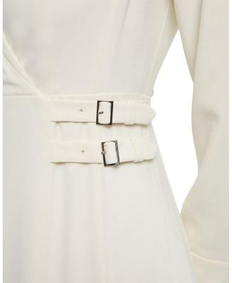 Crepe Buckle Waist Midi Shirt Dress