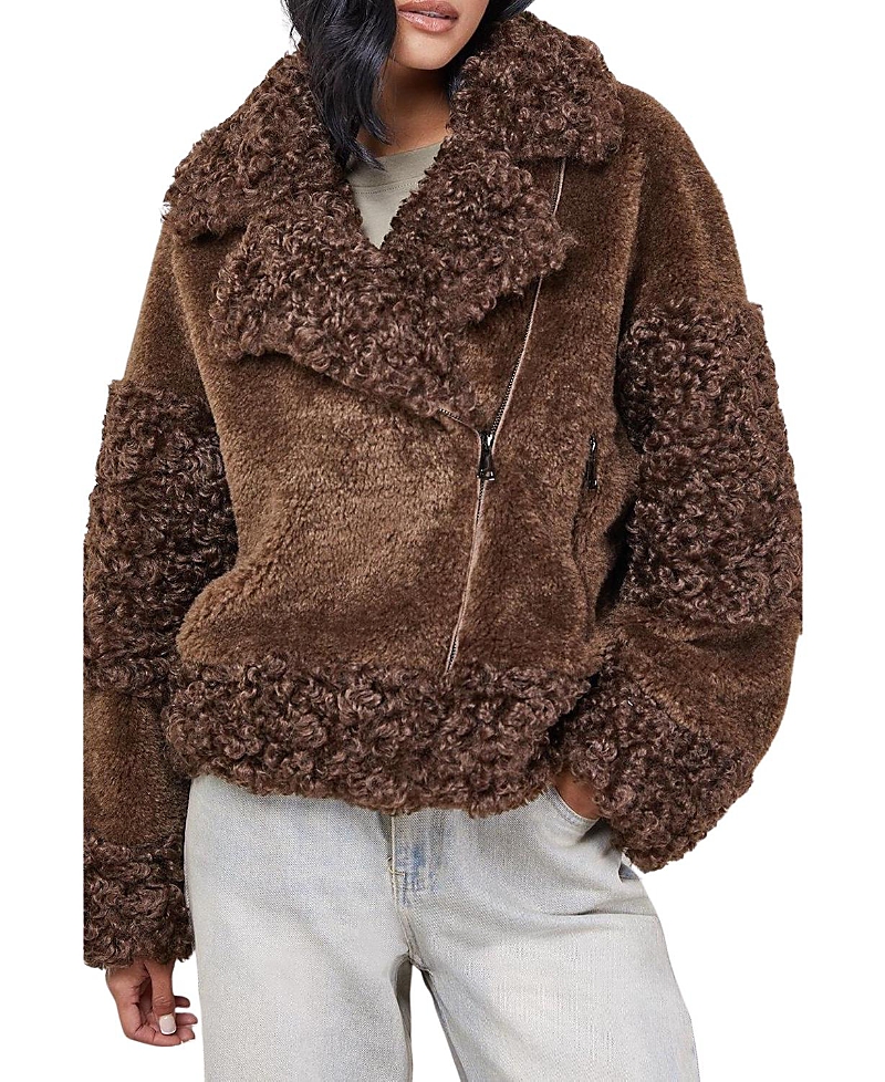 Warehouse Faux Fur Mix Zip Through Jacket