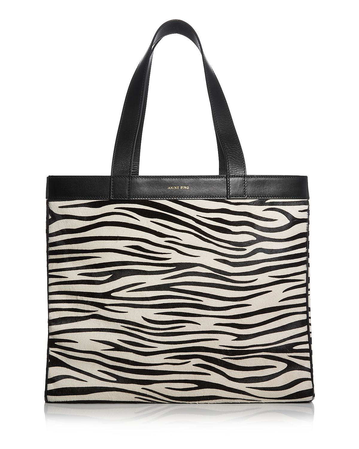 Anine Bing Rio Medium Zebra Print Leather Tote Bag