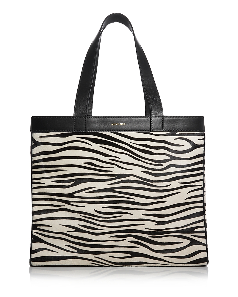 Anine Bing Rio Medium Zebra Print Leather Tote Bag