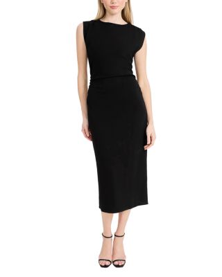 Midi Dress with Strong Shoulders
