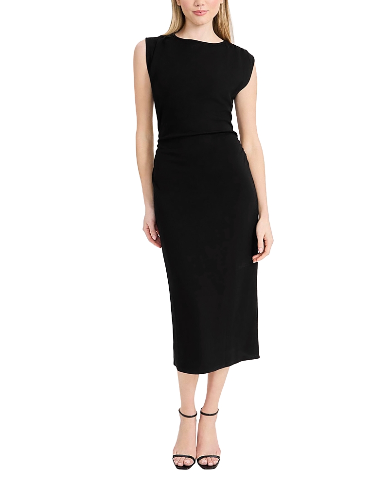Donna Morgan Midi Dress with Strong Shoulders
