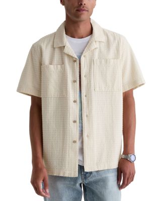 Relaxed Fit Camp Collar Textured Pocket Shirt
