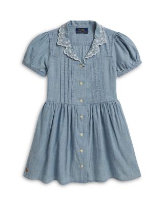 Girls' Indigo Cotton Chambray Shirtdress - Little Kid, Big Kid