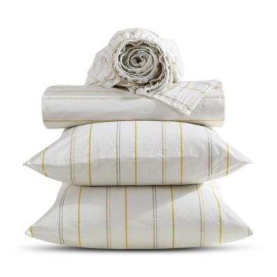 Pinstripes Washed Cotton Percale Sheet Set