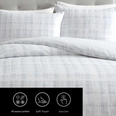 Blurred Plaid Cotton 3 Piece Comforter Set, King