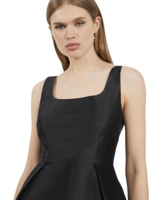 Taffeta Full Skirt Tailored Midi Dress