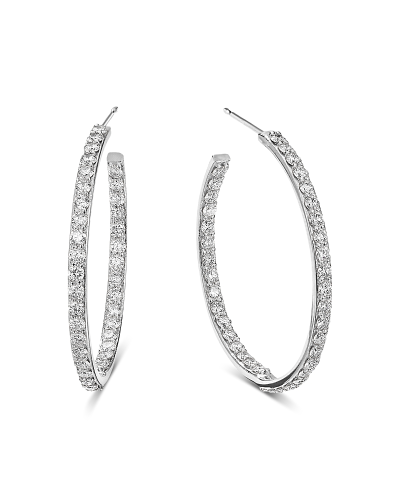 Lana 14K White Gold Diamond Inside Out Hoop Earrings