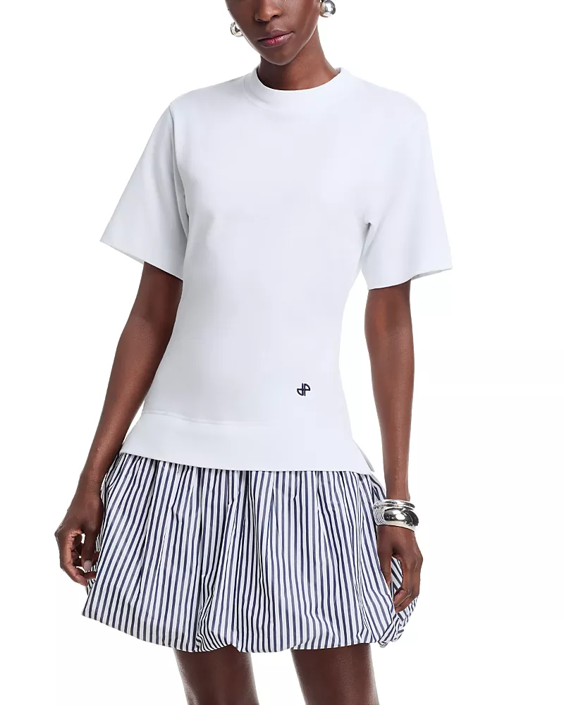 Patou Mixed Media Faille Tee Dress