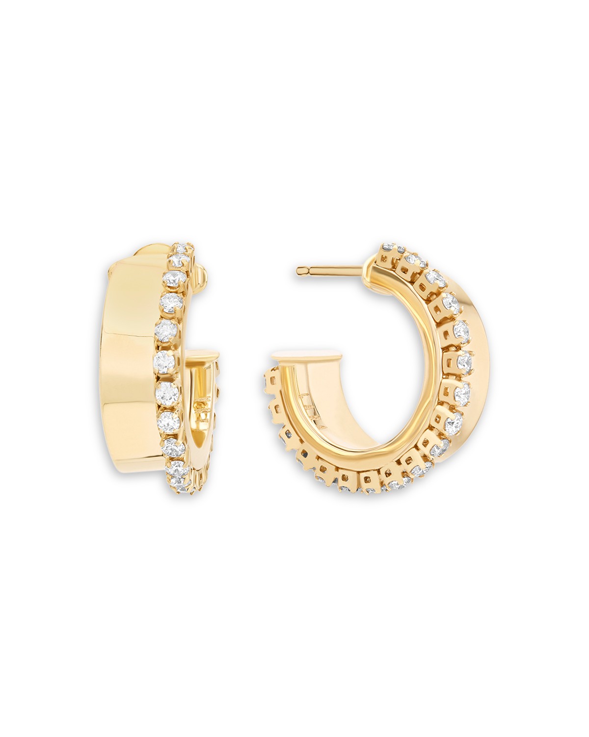 14K Gold Vanity Diamond Hollow Hoops