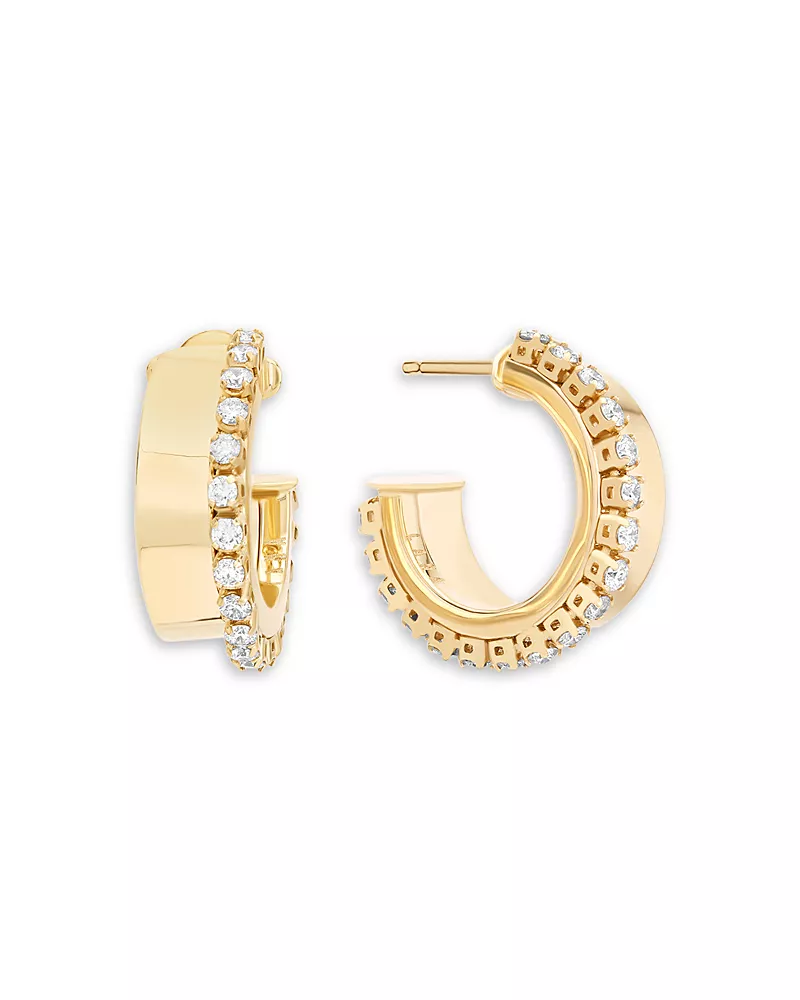 Lana 14K Yellow Gold Diamond Double Row Hoop Earrings
