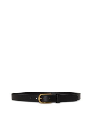 Women's Rounded Buckle Leather Skinny Belt