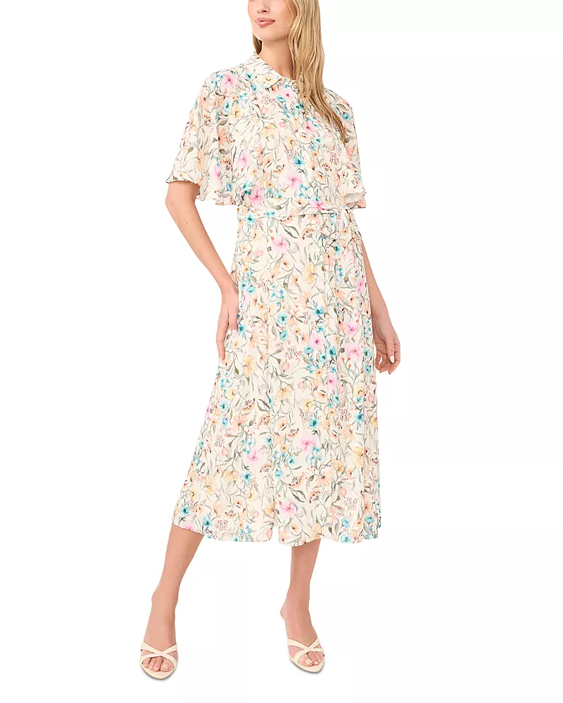 Vince Camuto Flutter Sleeve Princess Seam Dress