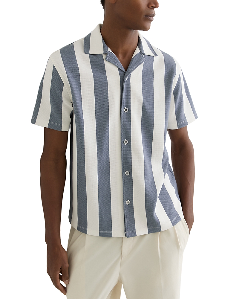Reiss Dexter Regular Fit Airforce Blue Stripe Shirt
