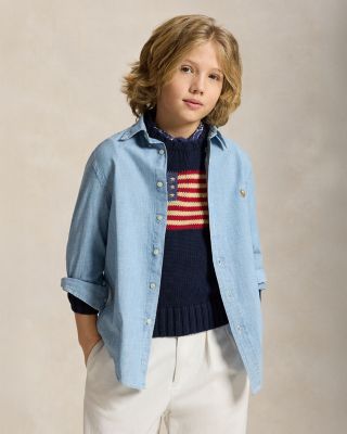 Boys' Chambray Button Down Dress Shirt - Big Kid