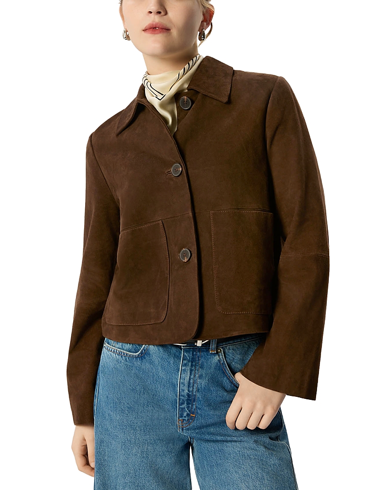 Whistles Button Cropped Suede Jacket