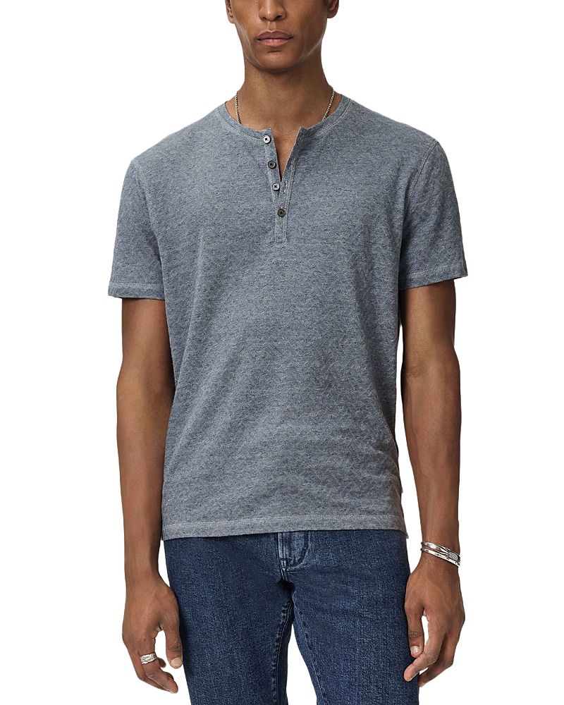 John Varvatos Elm Short Sleeve Textured Coverstitch Henley