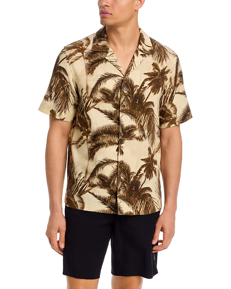 Moncler Cotton & Linen Blend Short Sleeve Shirt