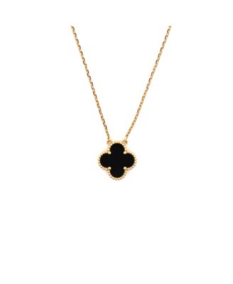  Vintage Alhambra Pendant Necklace 18K Gold and Onyx, 16.25"