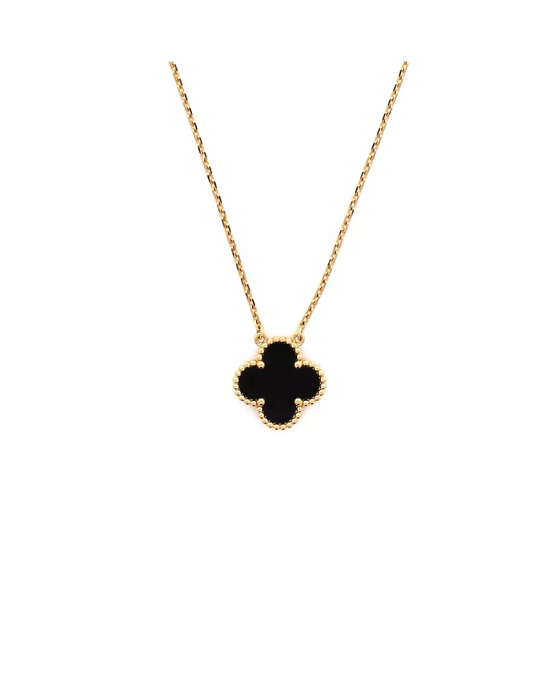 Pre-Owned Van Cleef & Arpels Vintage Alhambra Pendant Necklace 18K Gold and Onyx, 16.25