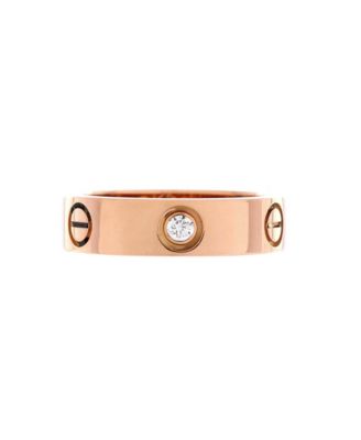  Love 3 Diamonds Band Ring 18K Rose Gold with Diamonds