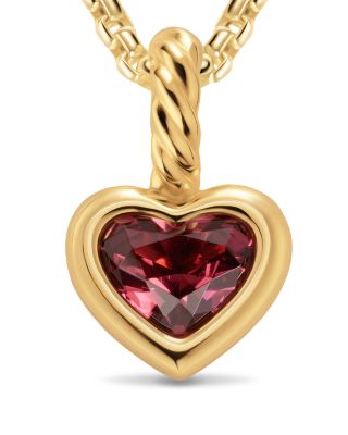 Mini Heart Amulet in 18K Yellow Gold with Rhodolite Garnet, 7.2mm