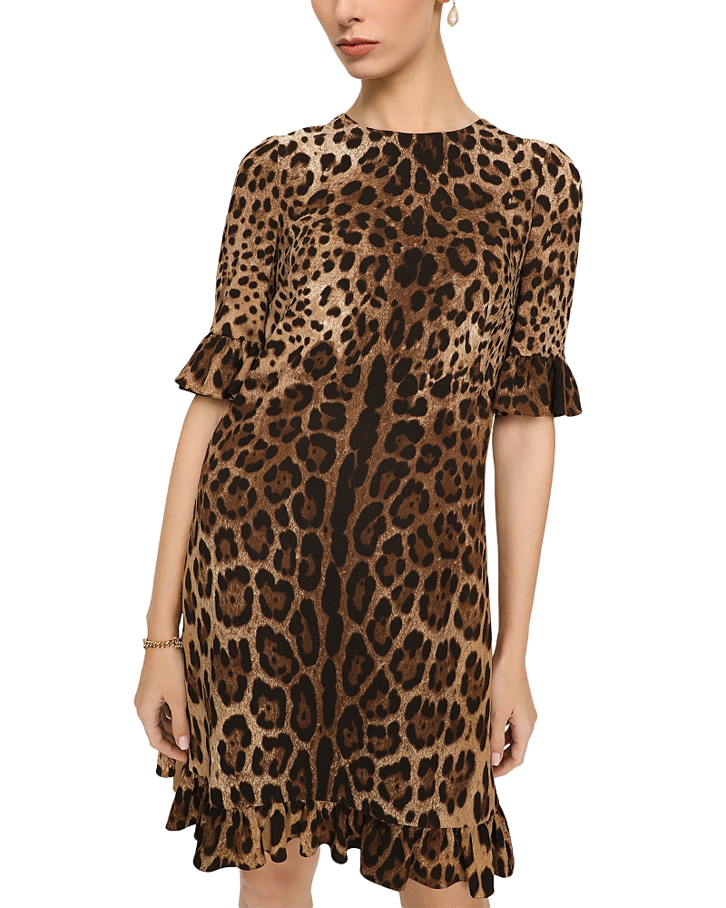 Dolce & Gabbana Cady Leopard Print Mini Dress