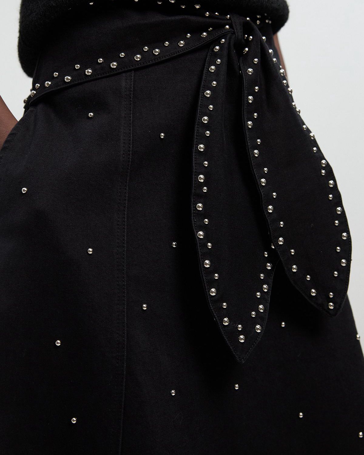 Studded Tie Belt Midi Skirt thumbnail 3
