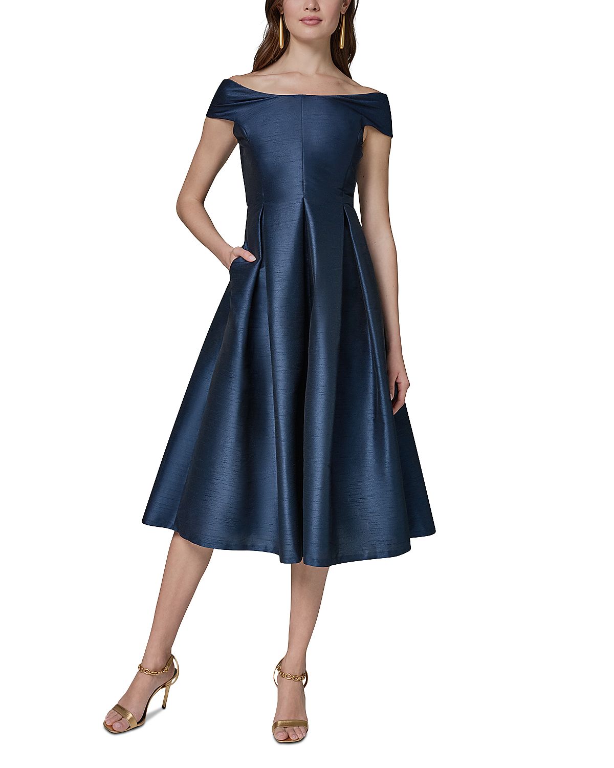 Donna Karan Off The Shoulder Fit & Flare Dress