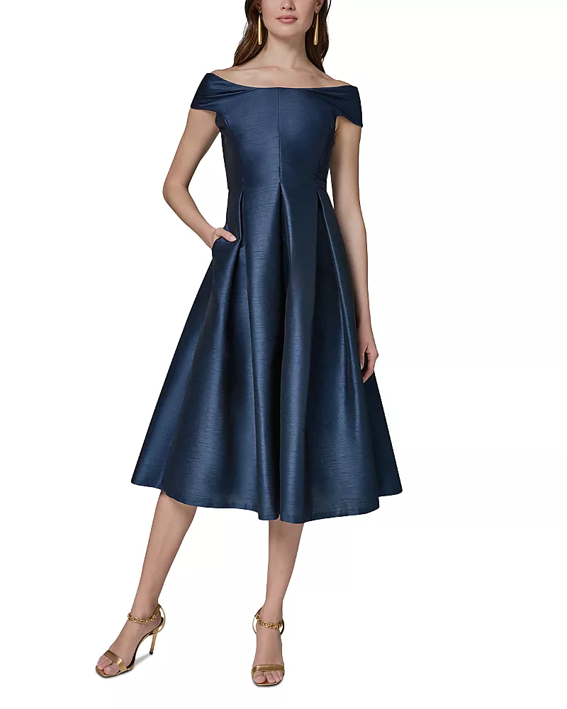 Donna Karan Off The Shoulder Fit & Flare Dress