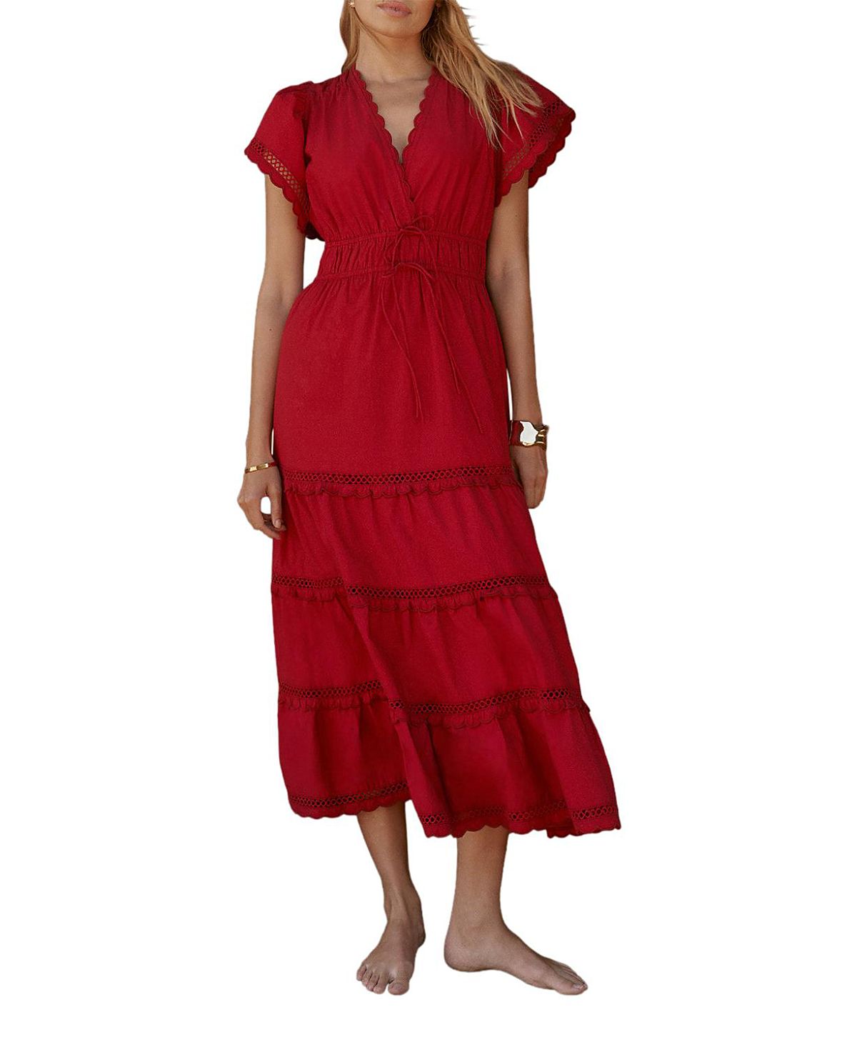 Mint Velvet Women's Cotton Ruffle Maxi Dress