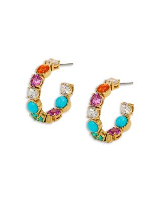 Frieda Multi Stone C Hoop Earrings