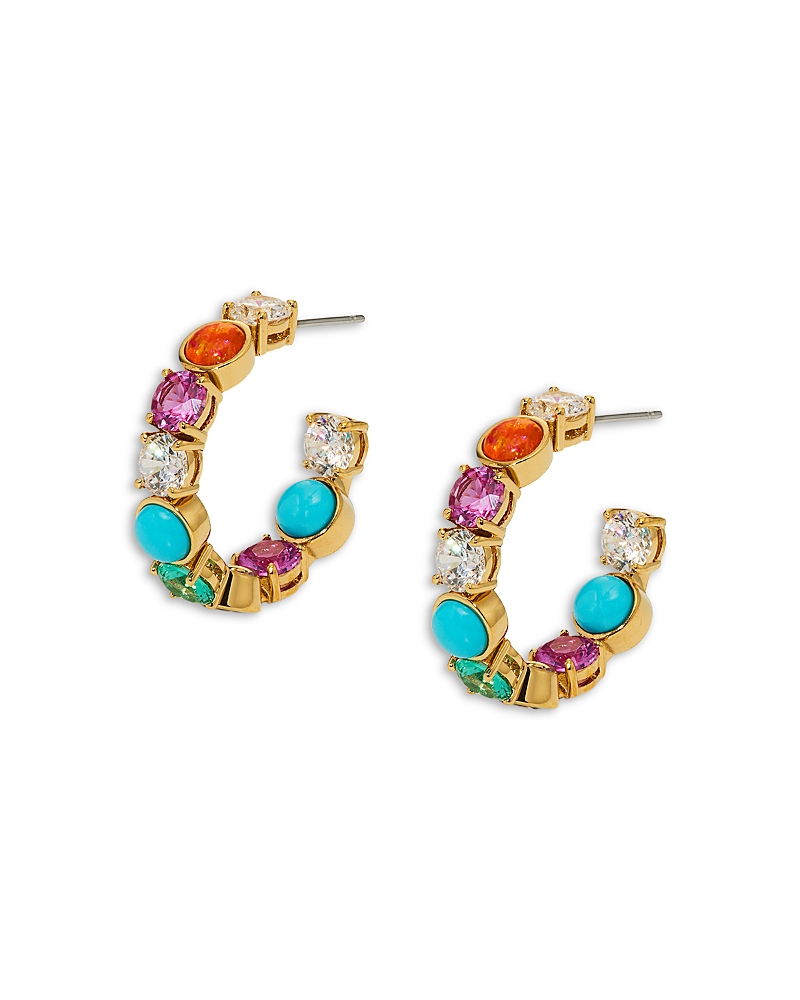 Nadri Frieda Multi Stone C Hoop Earrings