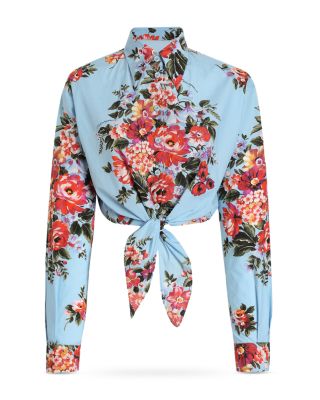 Flower Bouquet Print Cotton Shirt