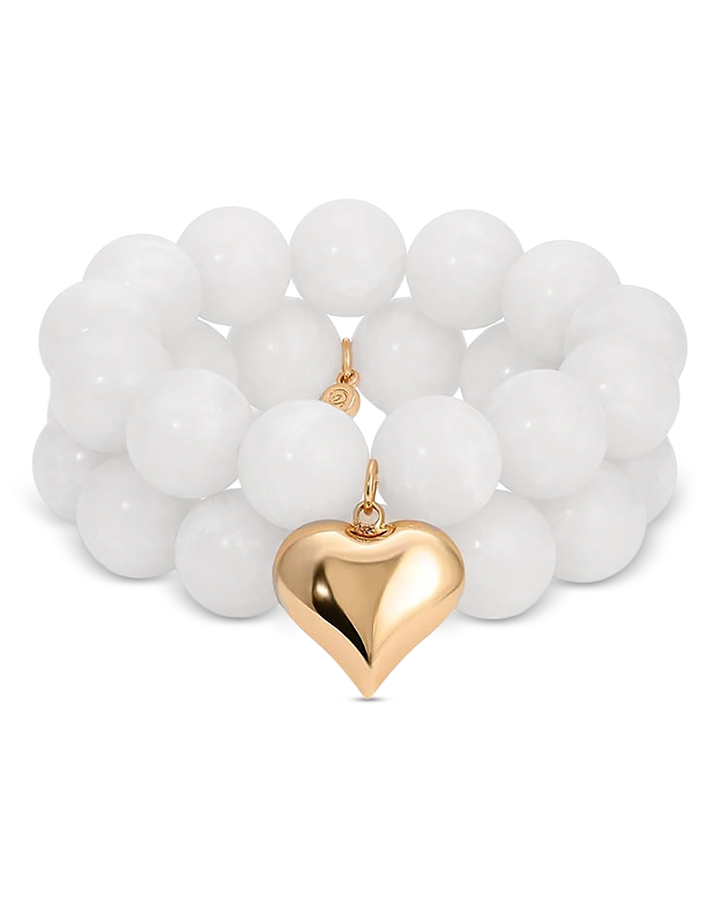 Ettika Luck and Love Heart Charm Stone Beaded Stretch Bracelets. Set of 2 · OS