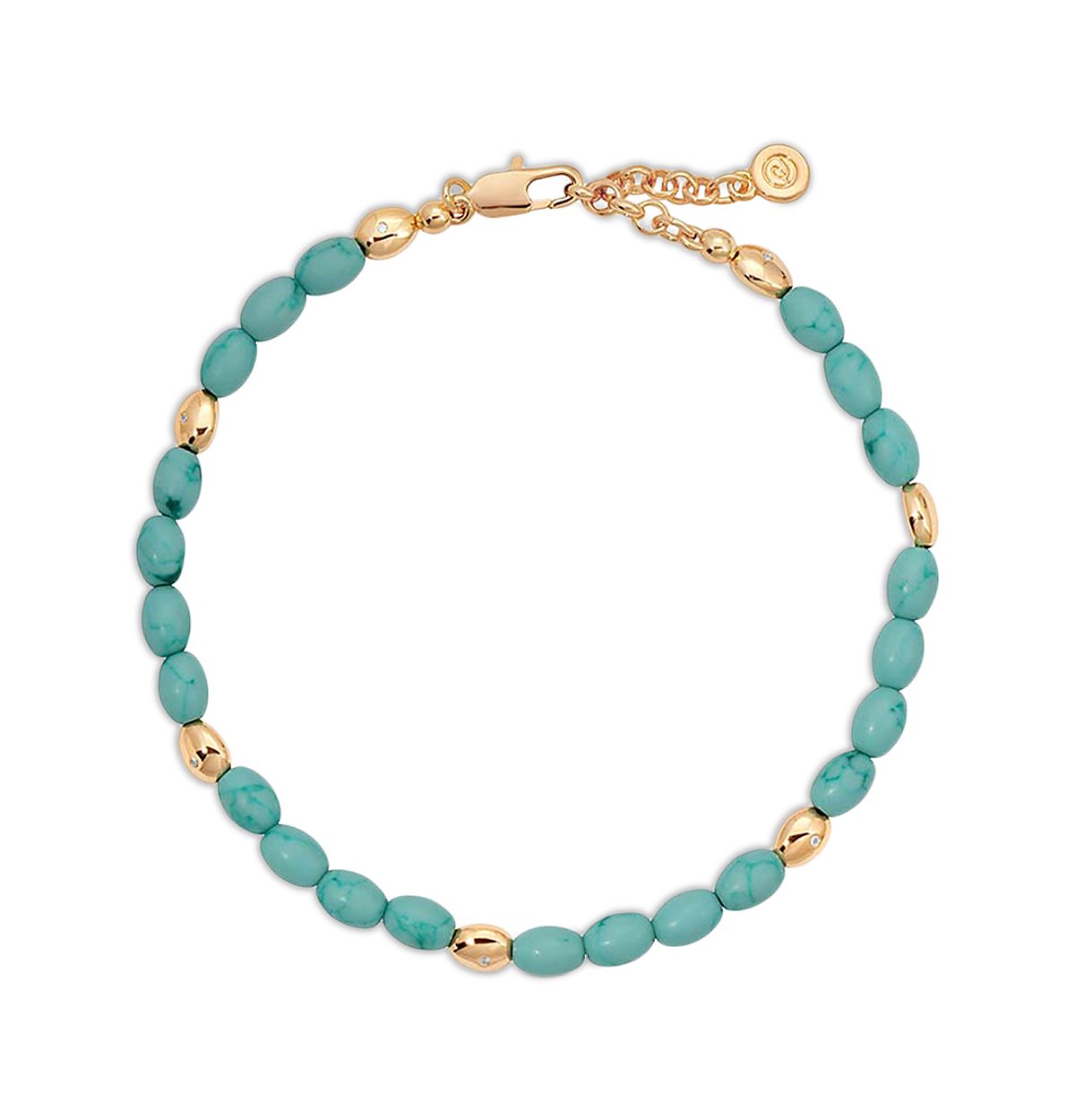 Ettika Polished Pebble Stone Beaded Ankle Bracelet