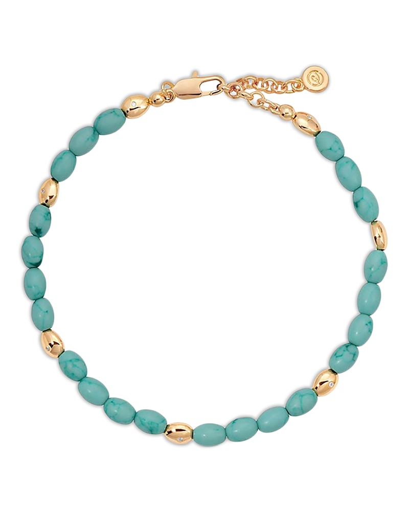 Ettika Polished Pebble Stone Beaded Ankle Bracelet
