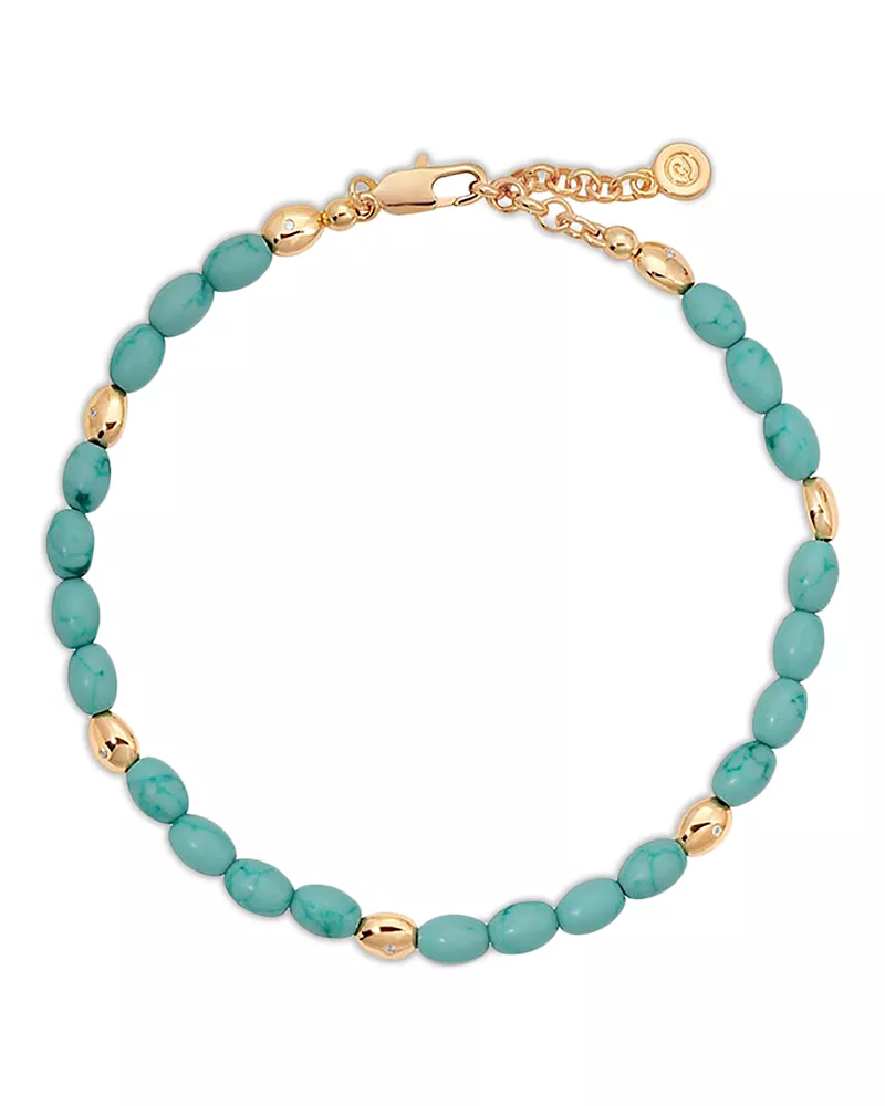 Ettika Polished Pebble Stone Beaded Ankle Bracelet