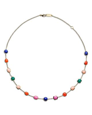 18K Yellow Gold Rock Candy Multi Gemstone Festa Station Necklace, 16-18"