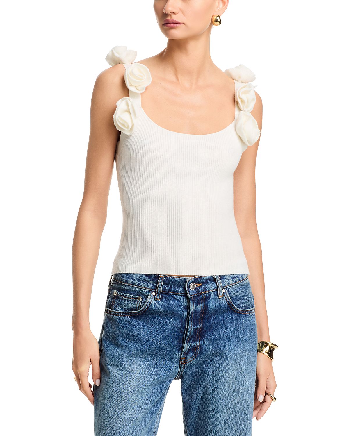 Aqua Floral Strap Knit Tank - Exclusive